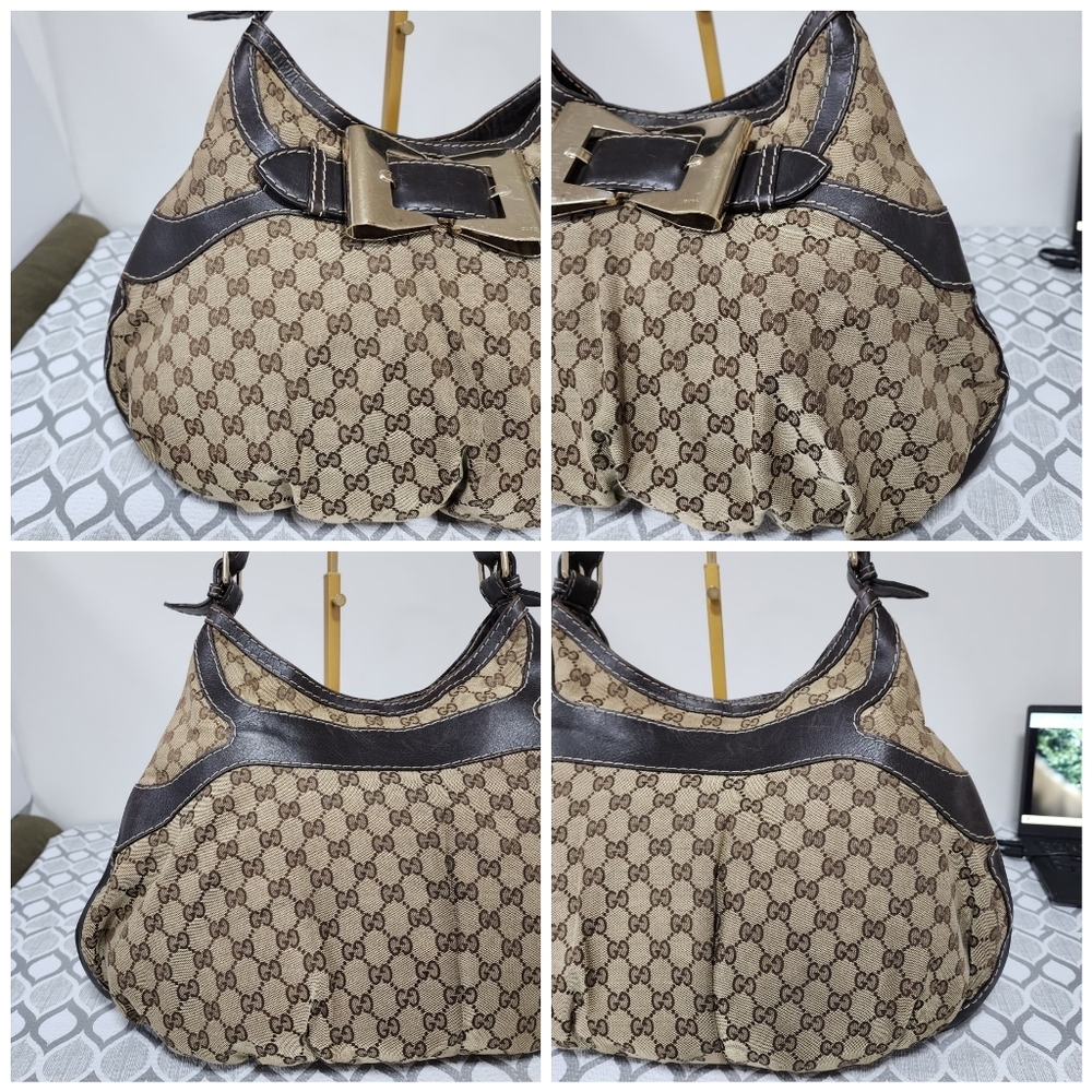 GUCCI GG Canvas And Leather Queen Large Hobo Bag Beige/Brown - Picture 8 of 13